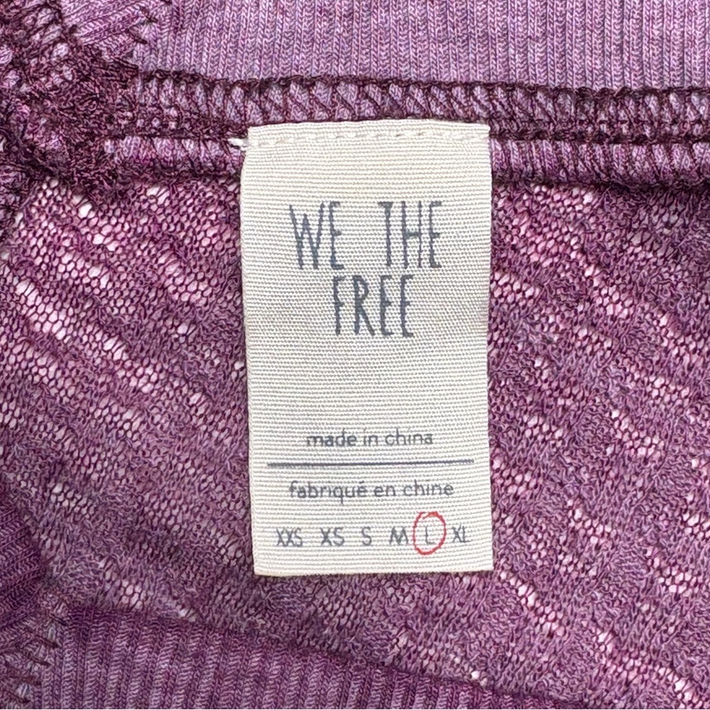 Free People We The Free South Side Thermal Top L Violet Relaxed Lightweight FLAW - Picture 11 of 13